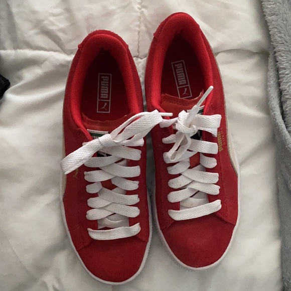 Red puma suede shoes KIDS - Picture 3 of 6